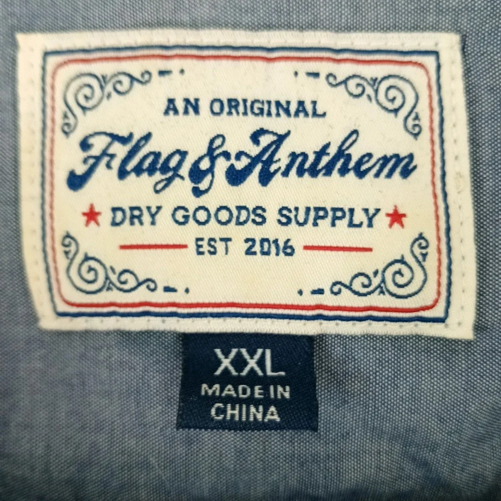 Flag & Anthem Shirt Mens 2XL Blue Plaid Long Sleeve Flannel Western Cotton Relax - Picture 4 of 10